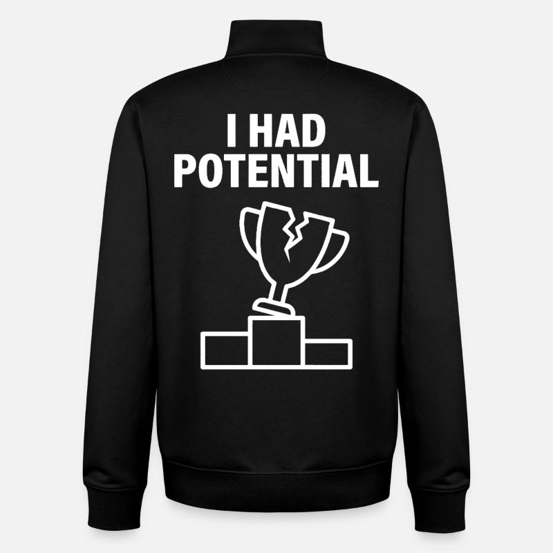 J'avais du Potentiel Humour Sarcastique - Sweat zippé unisexe en coton bio Stanley/Stella - noir