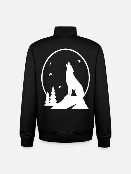 Wolf Night Moon Silhouette - Unisex Organic Zip Sweatshirt by Stanley/Stella - black