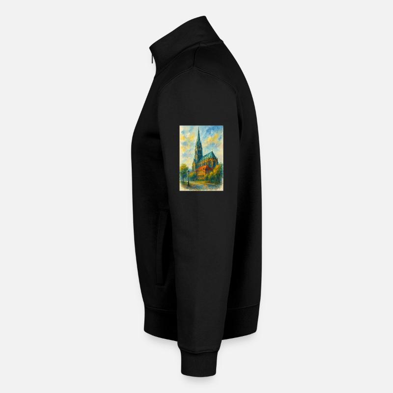 Gothische Kirche im impressionistischen Stil - Unisex Organic Zip Sweatshirt von Stanley/Stella - Schwarz