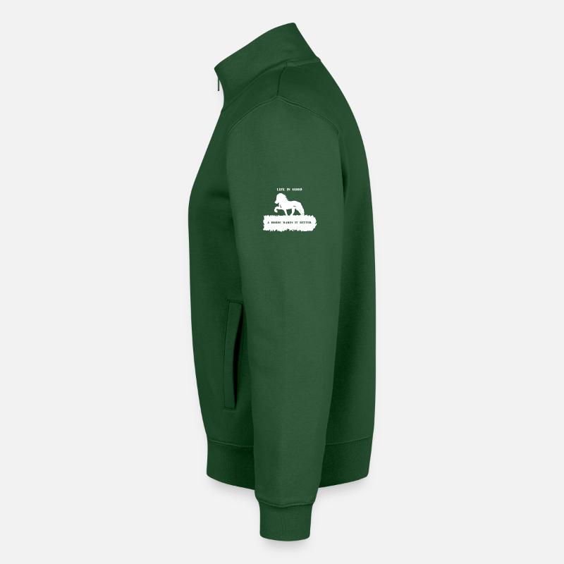 Proverbe 2 avec cheval 1 blanc Sweat zippé unisexe en coton bio Stanley/Stella