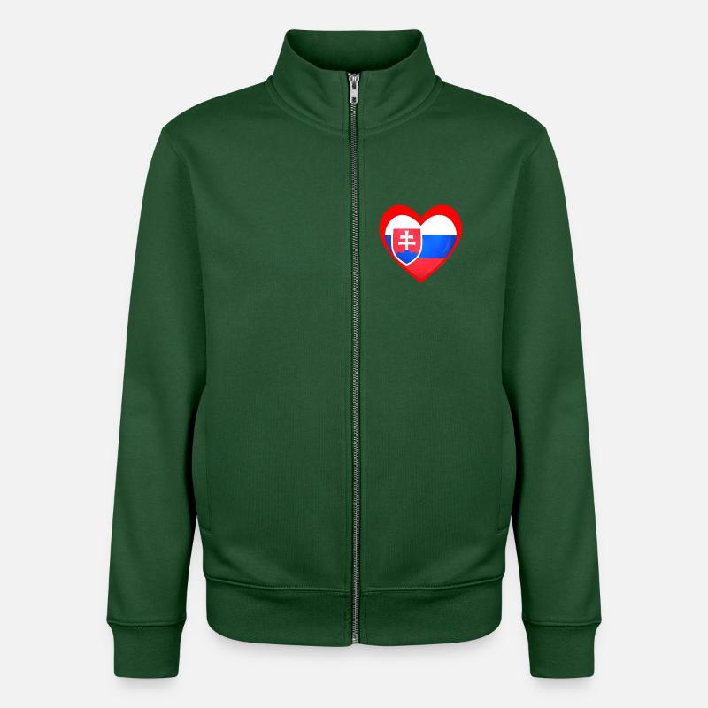 Červené Srdce Slovensko - Sweat zippé unisexe en coton bio Stanley/Stella - vert bouteille