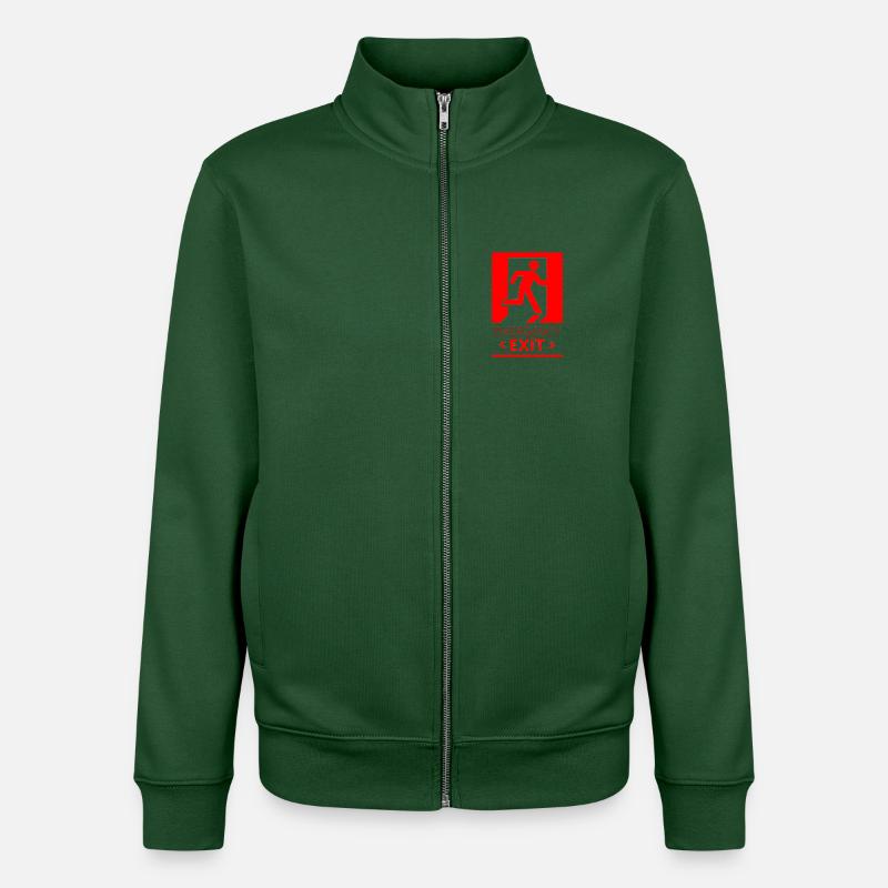 Emergency EXIT Basic Red - Unisex Organic Zip Sweatshirt by Stanley/Stella - bottle green