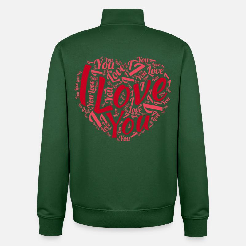 Saint Valentin - Sweat zippé unisexe en coton bio Stanley/Stella - vert bouteille
