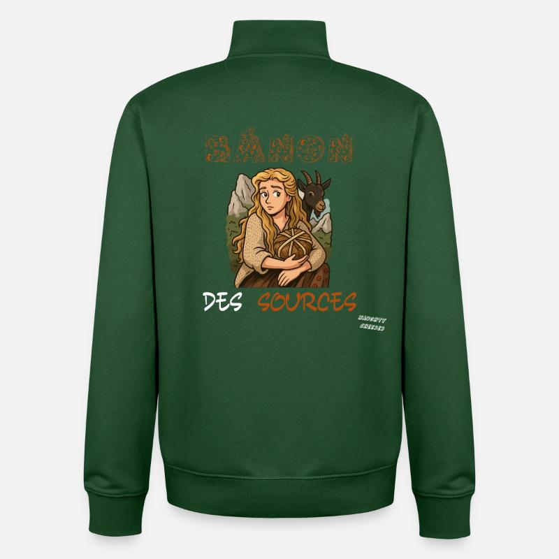 BANON_DES_SOURCES - Sweat zippé unisexe en coton bio Stanley/Stella - vert bouteille