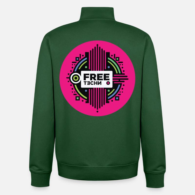 FREE TECHNO #2 - let's talk - Sweat zippé unisexe en coton bio Stanley/Stella - vert bouteille