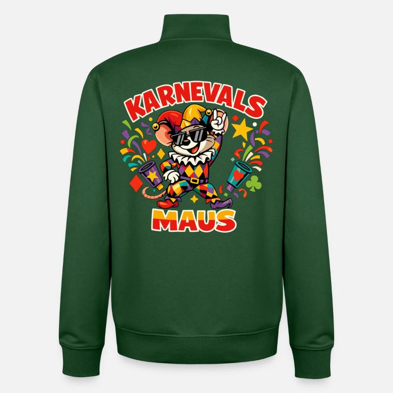 Carnaval Mouse Cologne Funny - Sweat zippé unisexe en coton bio Stanley/Stella - vert bouteille