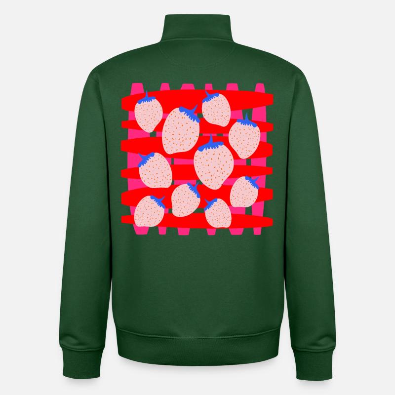 Fraises - Sweat zippé unisexe en coton bio Stanley/Stella - vert bouteille