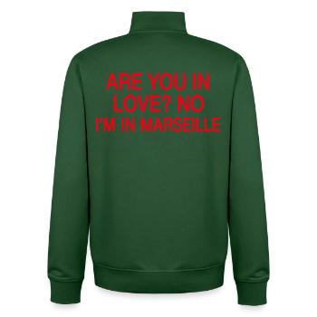 In Love No I'm In Marseille | Travel Humor France - Unisex Organic Zip Sweatshirt by Stanley/Stella - bottle green - Back - AI Model Male 185 dark (185cm)