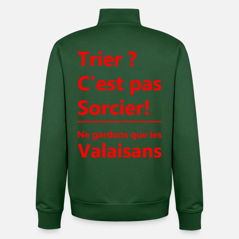 Trier c'est pas sorcier ! Ne gardons que les Valai - Sweat zippé unisexe en coton bio Stanley/Stella - vert bouteille