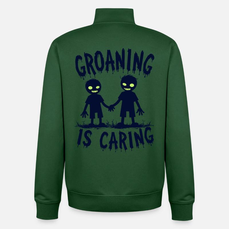 Gémissement, c’est de l’humour zombie bienveillant - Sweat zippé unisexe en coton bio Stanley/Stella - vert bouteille