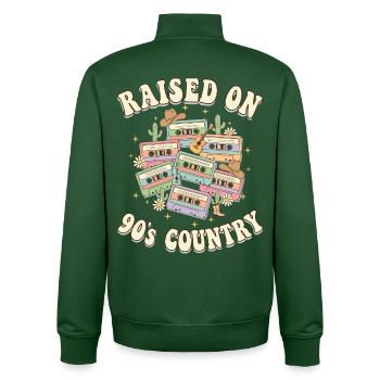 Cassette Hip Hop Tape Raised On 90s R&B - Unisex Organic Zip Sweatshirt by Stanley/Stella - bottle green - Back - AI Model Male 185 dark (185cm)