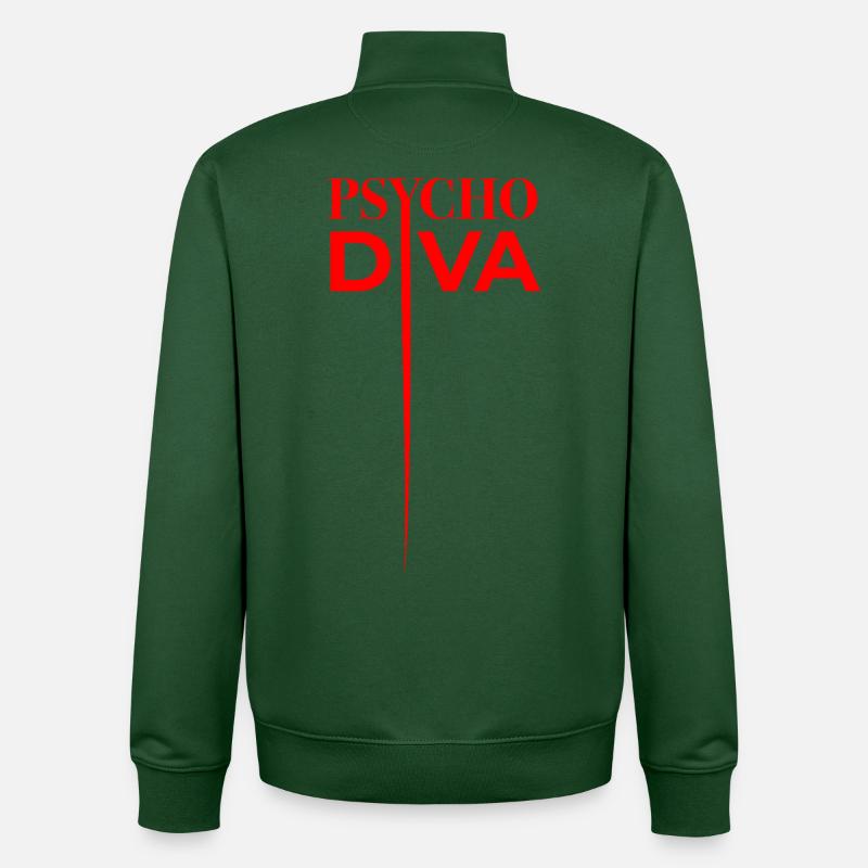 Psycho Diva – Sarcasm Spell Red - Unisex Organic Zip Sweatshirt by Stanley/Stella - bottle green