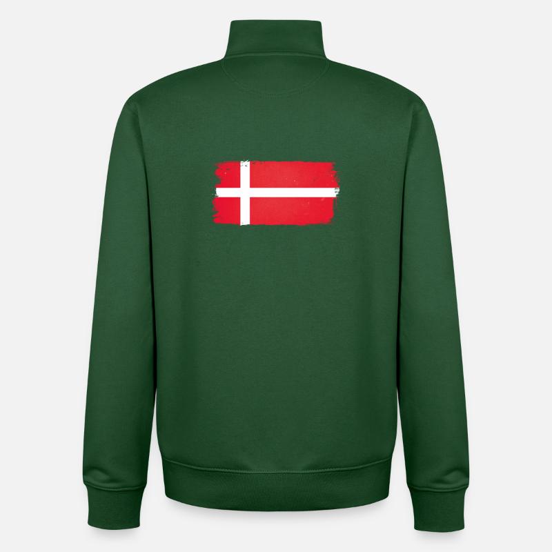 Danemark drapeau Danemark - Sweat zippé unisexe en coton bio Stanley/Stella - vert bouteille