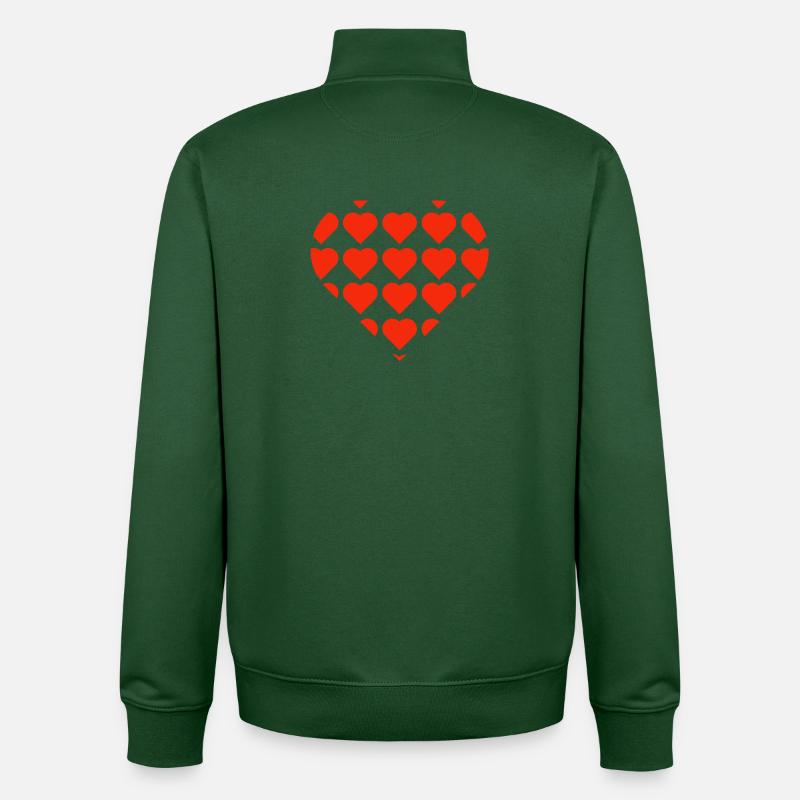 Saint-Valentin, Saint-Valentin, Saint-Valentin - Sweat zippé unisexe en coton bio Stanley/Stella - vert bouteille