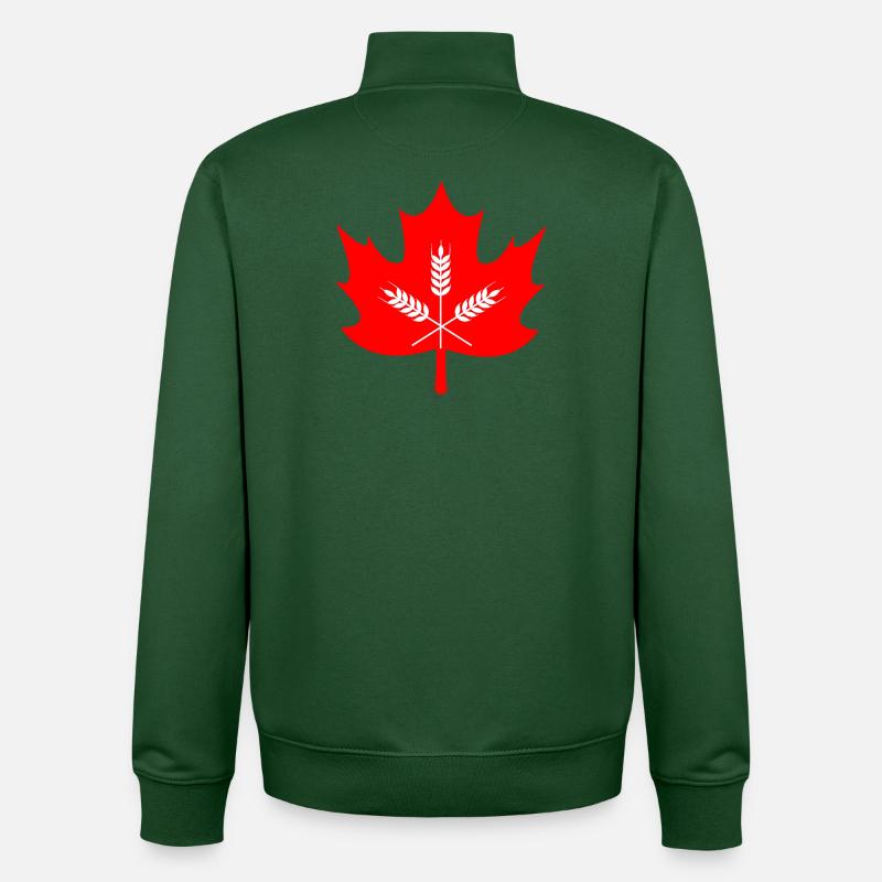 Canada maple leaf grain logo - Unisex Organic Zip Sweatshirt by Stanley/Stella - bottle green