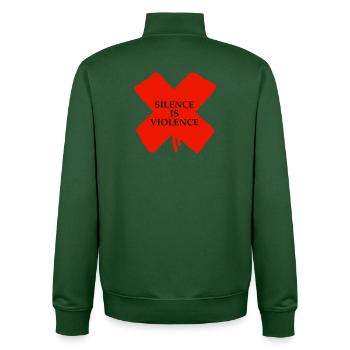 Silence is Violence - Unisex Organic Zip Sweatshirt von Stanley/Stella - Flaschengrün - Hinten - AI Model Male 185 dark (185cm)