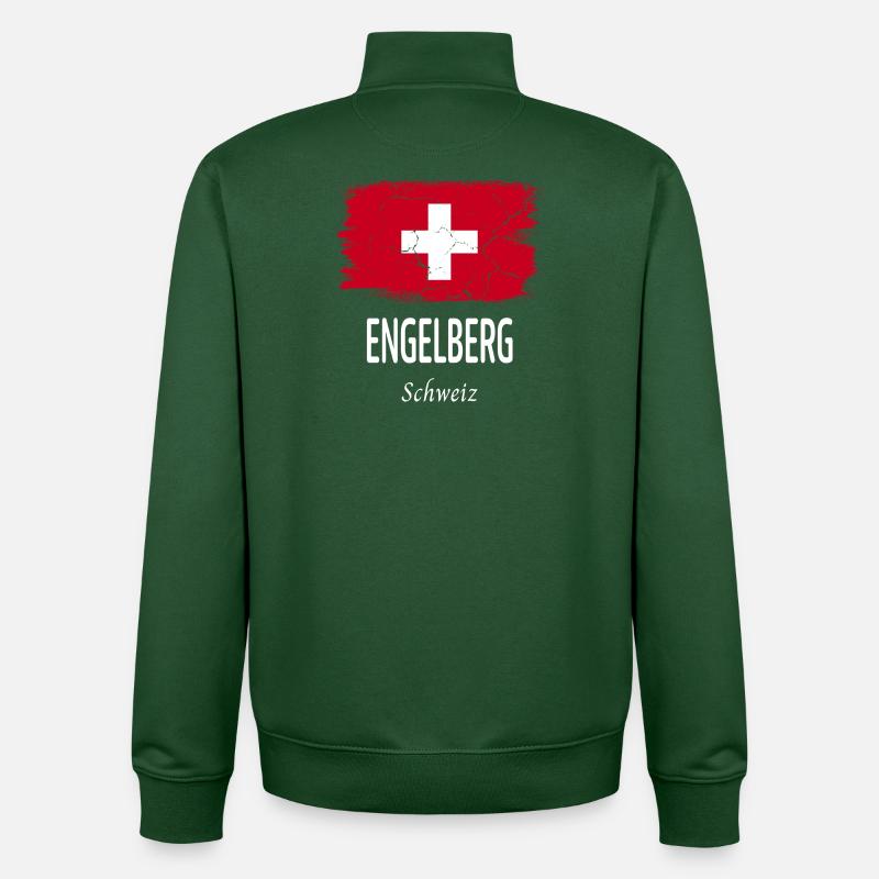 Engelberg - Sweat zippé unisexe en coton bio Stanley/Stella - vert bouteille