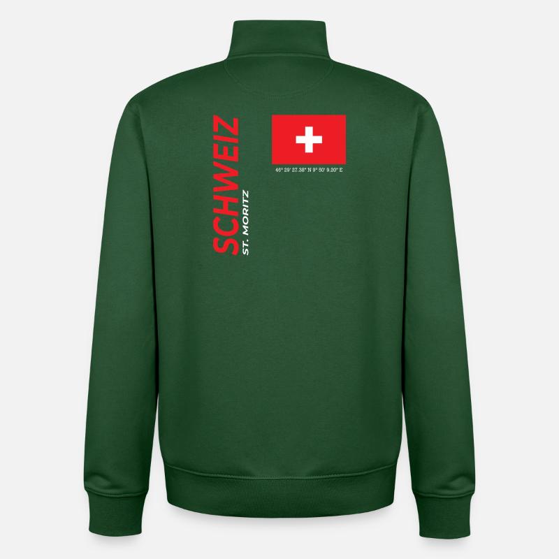 Saint-Moritz - Sweat zippé unisexe en coton bio Stanley/Stella - vert bouteille