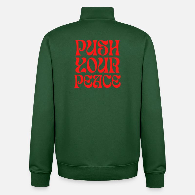 Push Your Peace Peacezeichen Frieden - Unisex Organic Zip Sweatshirt von Stanley/Stella - Flaschengrün