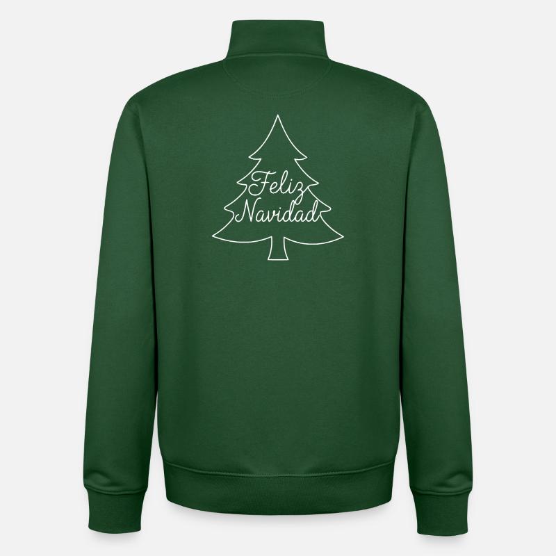 Feliz Navidad Tannenbaum Weihnachtsdesign - Unisex Organic Zip Sweatshirt von Stanley/Stella - Flaschengrün
