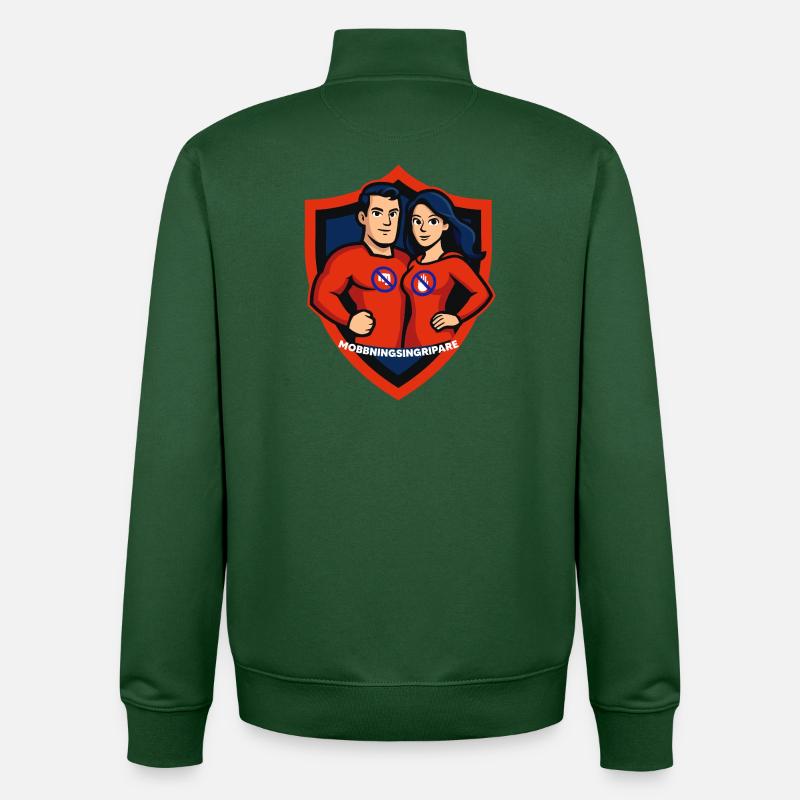 Intervient intimidant - Sweat zippé unisexe en coton bio Stanley/Stella - vert bouteille