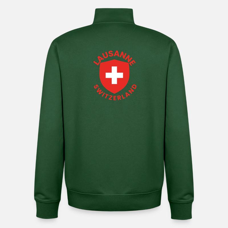 Lausanner Schild mit Schweizer Flagge - Unisex Organic Zip Sweatshirt von Stanley/Stella - Flaschengrün