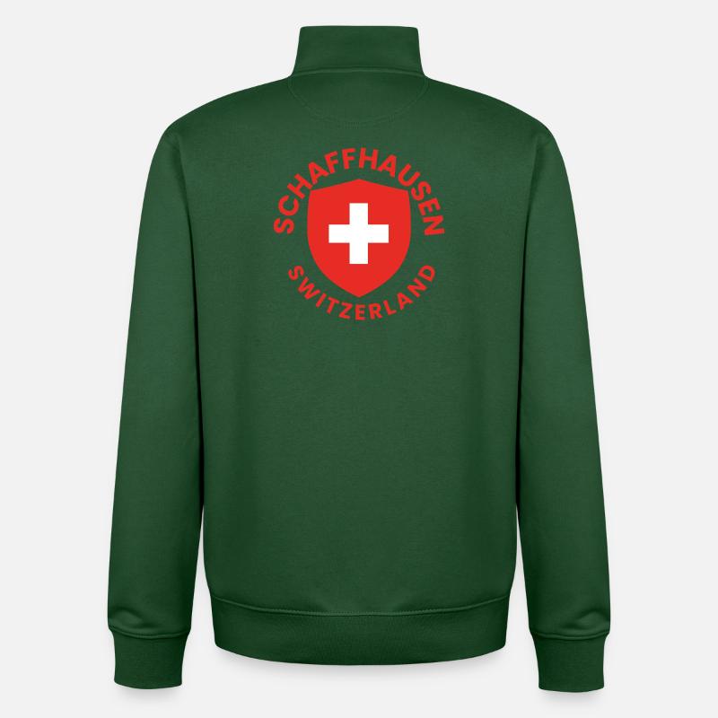 Emblème de l’écu de Schaffhouse - Sweat zippé unisexe en coton bio Stanley/Stella - vert bouteille