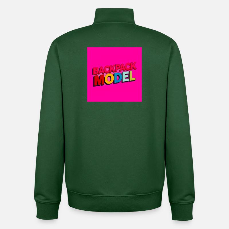 Backpack Model Neon Text - Unisex Organic Zip Sweatshirt by Stanley/Stella - bottle green