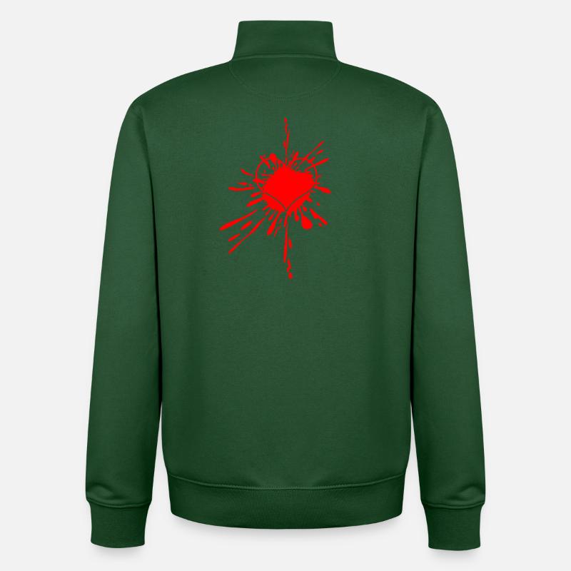 Herzspritzer Splatterkunst - Unisex Organic Zip Sweatshirt von Stanley/Stella - Flaschengrün