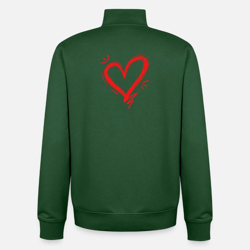 Cœur - Sweat zippé unisexe en coton bio Stanley/Stella - vert bouteille
