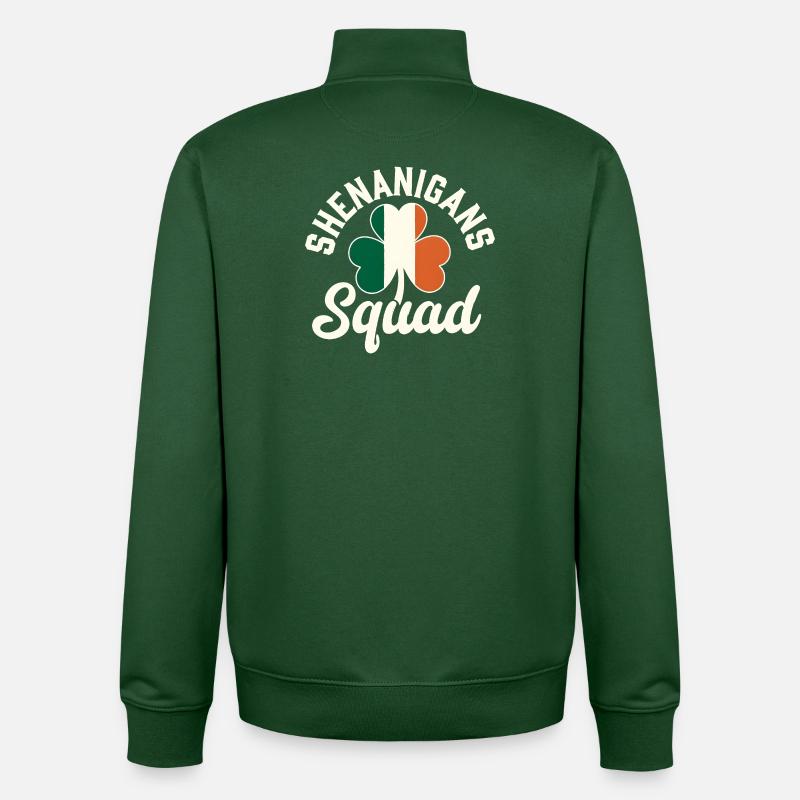 Escadron des Manigances Shamrock - Sweat zippé unisexe en coton bio Stanley/Stella - vert bouteille