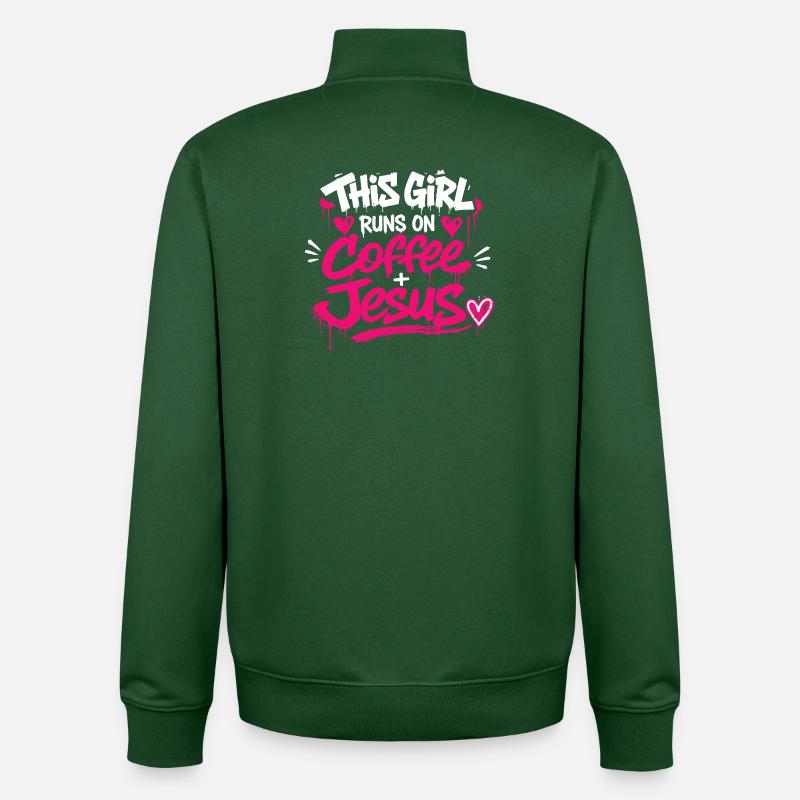 Kaffee & Jesus Graffiti Design - Unisex Organic Zip Sweatshirt von Stanley/Stella - Flaschengrün