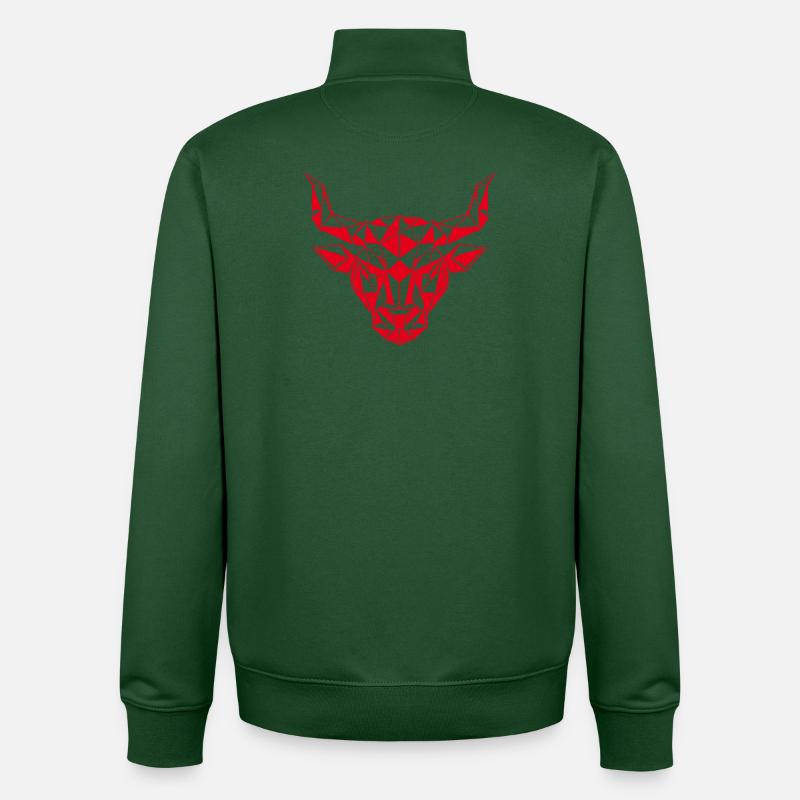 Roter Low-Poly Stierkopf - Unisex Organic Zip Sweatshirt von Stanley/Stella - Flaschengrün