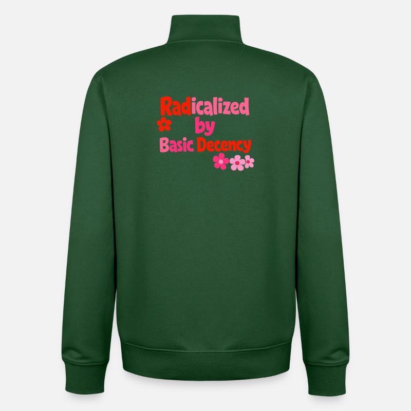 Radical Decency Rétro Bloom - Sweat zippé unisexe en coton bio Stanley/Stella - vert bouteille