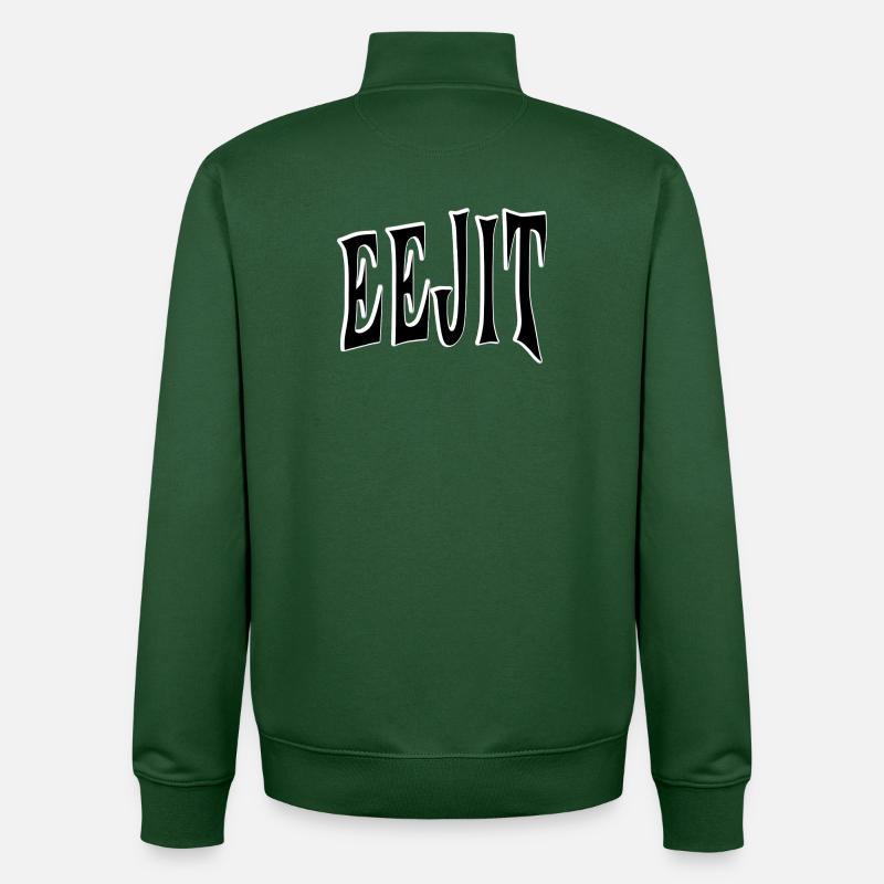 EEJIT – Style d’argot irlandais - Sweat zippé unisexe en coton bio Stanley/Stella - vert bouteille