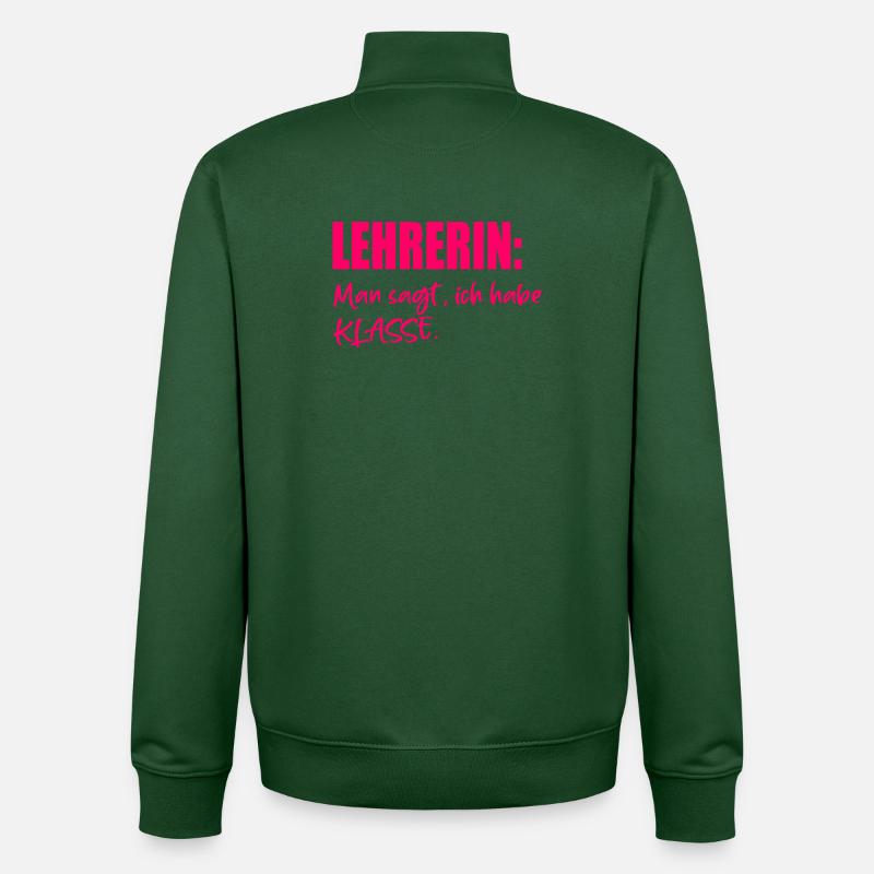 Lehrerin Sprüche KOMPLIMENTE - Unisex Organic Zip Sweatshirt von Stanley/Stella - Flaschengrün