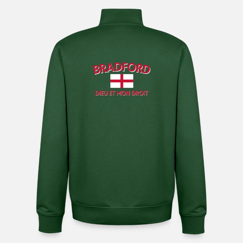 Drapeau de Bradford avec devise - Sweat zippé unisexe en coton bio Stanley/Stella - vert bouteille