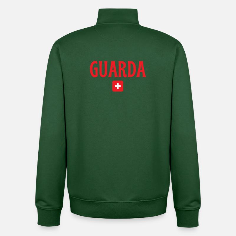 Guarda Suisse Drapeau - Sweat zippé unisexe en coton bio Stanley/Stella - vert bouteille