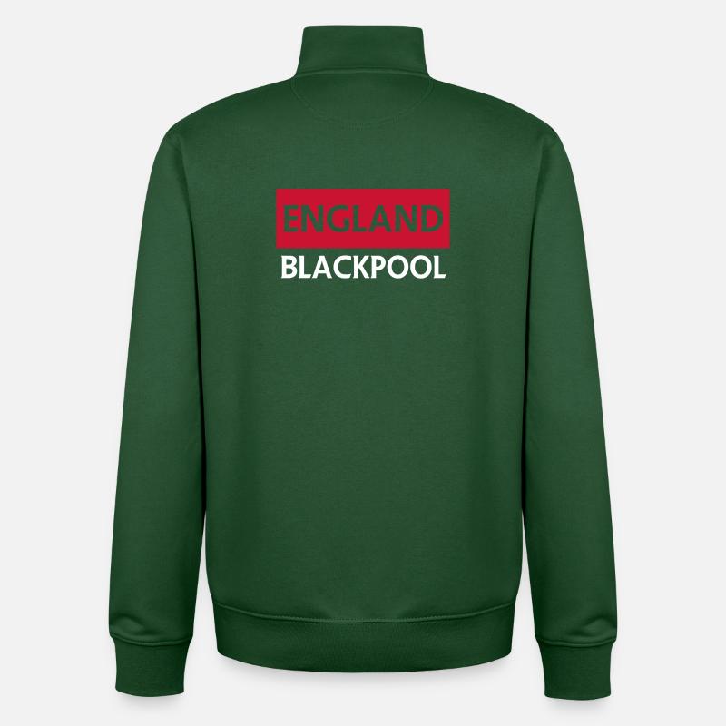 Angleterre Blackpool Skyline Silhouette - Sweat zippé unisexe en coton bio Stanley/Stella - vert bouteille