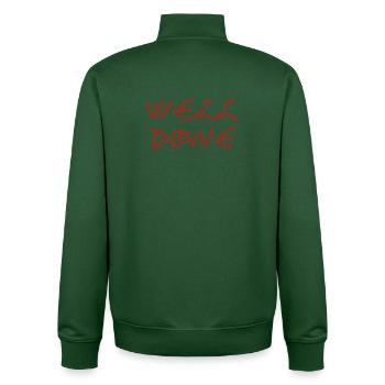 WELL_DONE - Unisex Organic Zip Sweatshirt by Stanley/Stella - bottle green - Back - AI Model Male 185 dark (185cm)