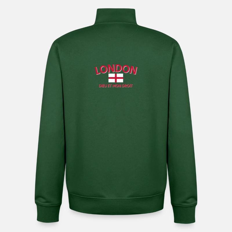 Drapeau et devise de Londres - Sweat zippé unisexe en coton bio Stanley/Stella - vert bouteille