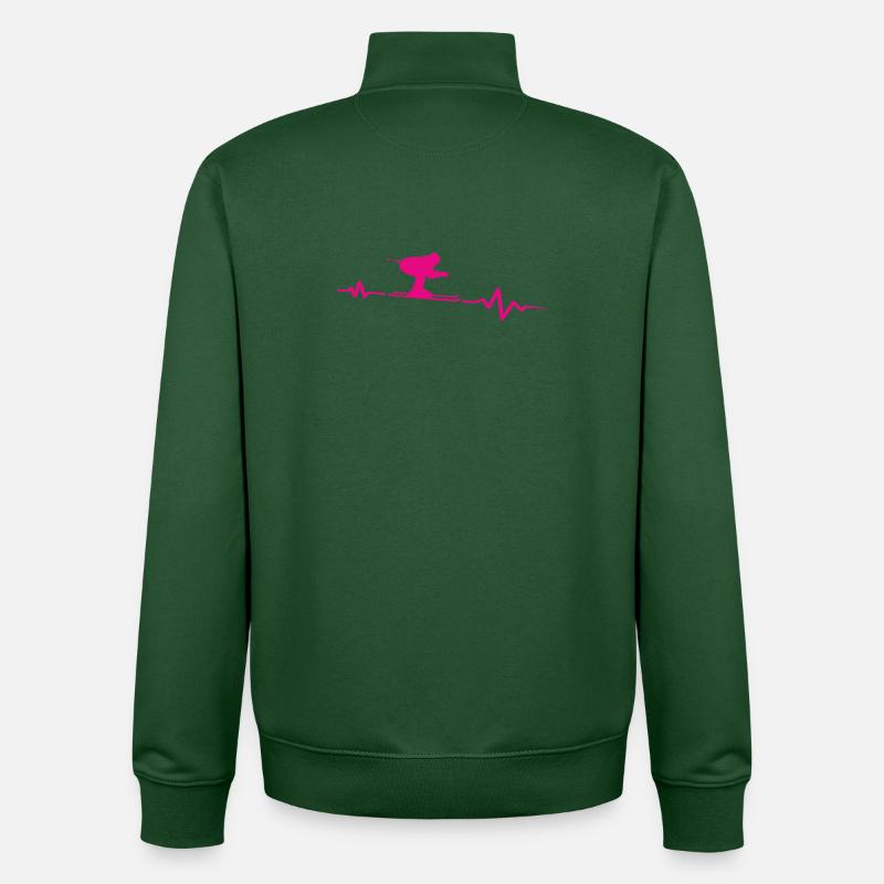 Rythme cardiaque Skier Passion Cardiogramme - Sweat zippé unisexe en coton bio Stanley/Stella - vert bouteille