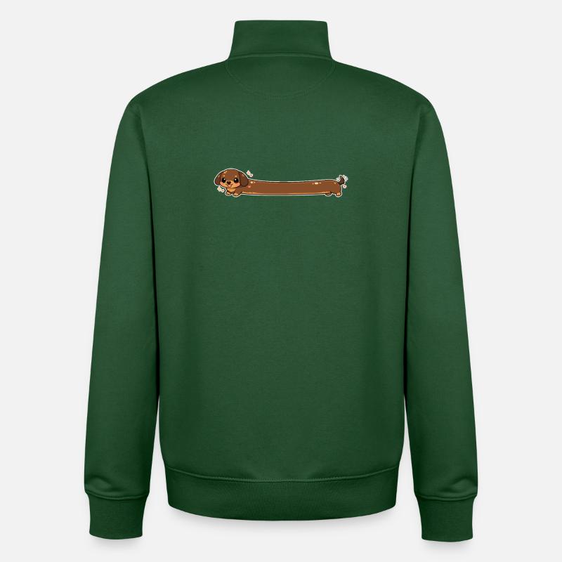 Long, teckel mignon - Sweat zippé unisexe en coton bio Stanley/Stella - vert bouteille