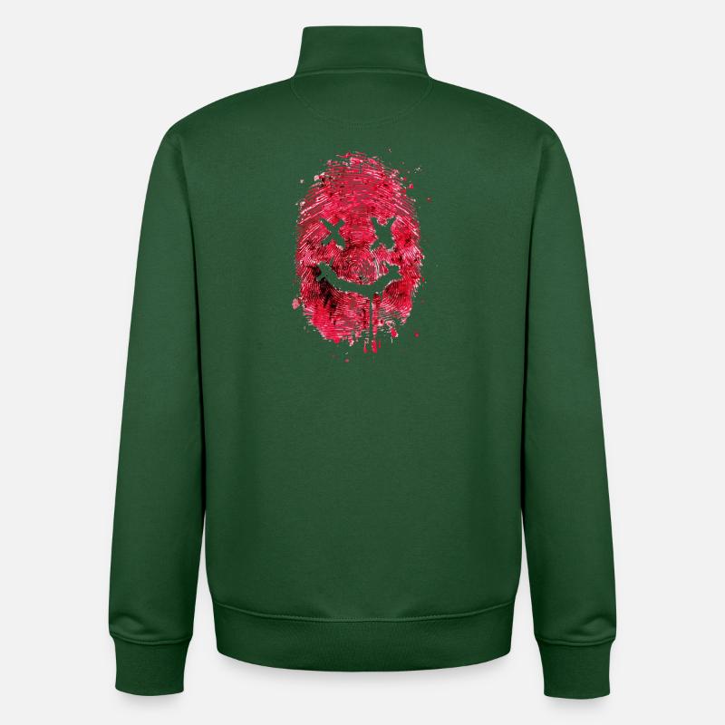 Empreinte digitale avec un message amical - Sweat zippé unisexe en coton bio Stanley/Stella - vert bouteille
