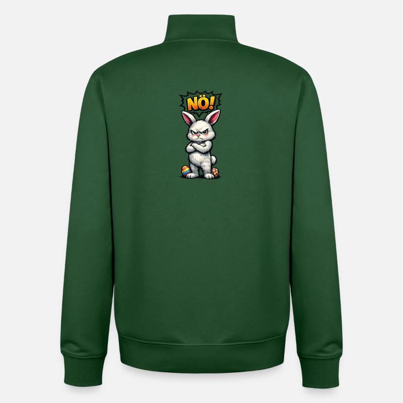 Lower Austrian Bunny Comic Easter Gift - Unisex Organic Zip Sweatshirt by Stanley/Stella - bottle green