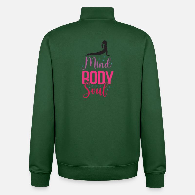 Yoga – Geist, Körper, Seele - Unisex Organic Zip Sweatshirt von Stanley/Stella - Flaschengrün