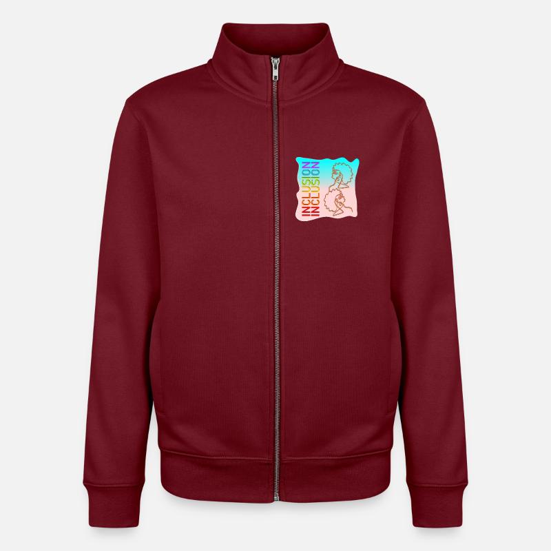 INCLUSION DIVERSITÉ DESSIN AU TRAIT - Sweat zippé unisexe en coton bio Stanley/Stella - bordeaux
