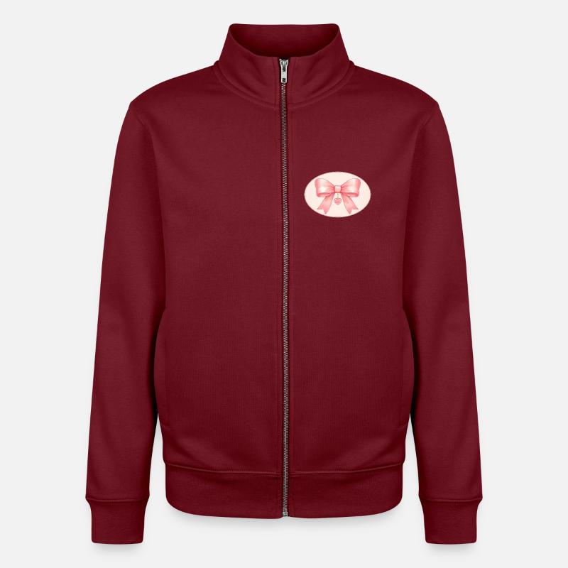 Nœud rose avec pendentif en forme de cœur Bichon & Bear Studio - Sweat zippé unisexe en coton bio Stanley/Stella - bordeaux