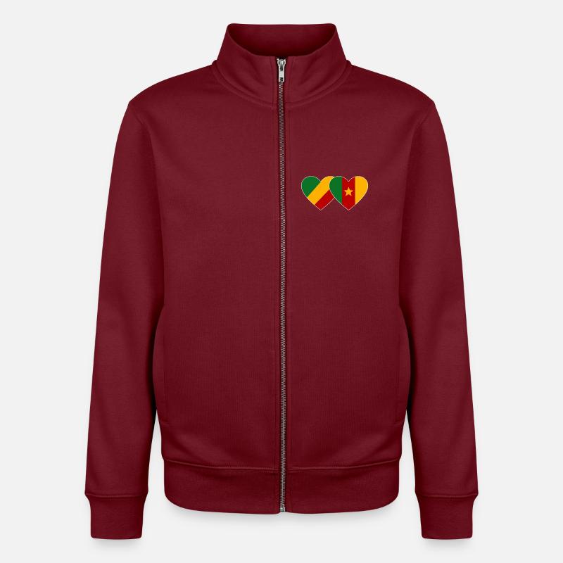 Congo Cameroon Flag - Unisex Organic Zip Sweatshirt by Stanley/Stella - burgundy