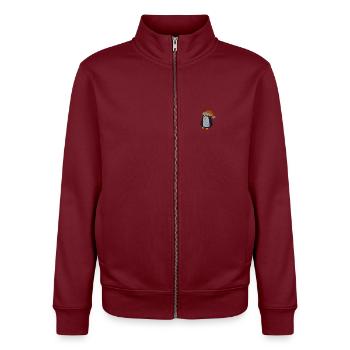 Pingouin de Noël - Sweat zippé unisexe en coton bio Stanley/Stella - bordeaux - Devant - AI Model Female 172 dark (172cm) & AI Model Male 185 dark (185cm)
